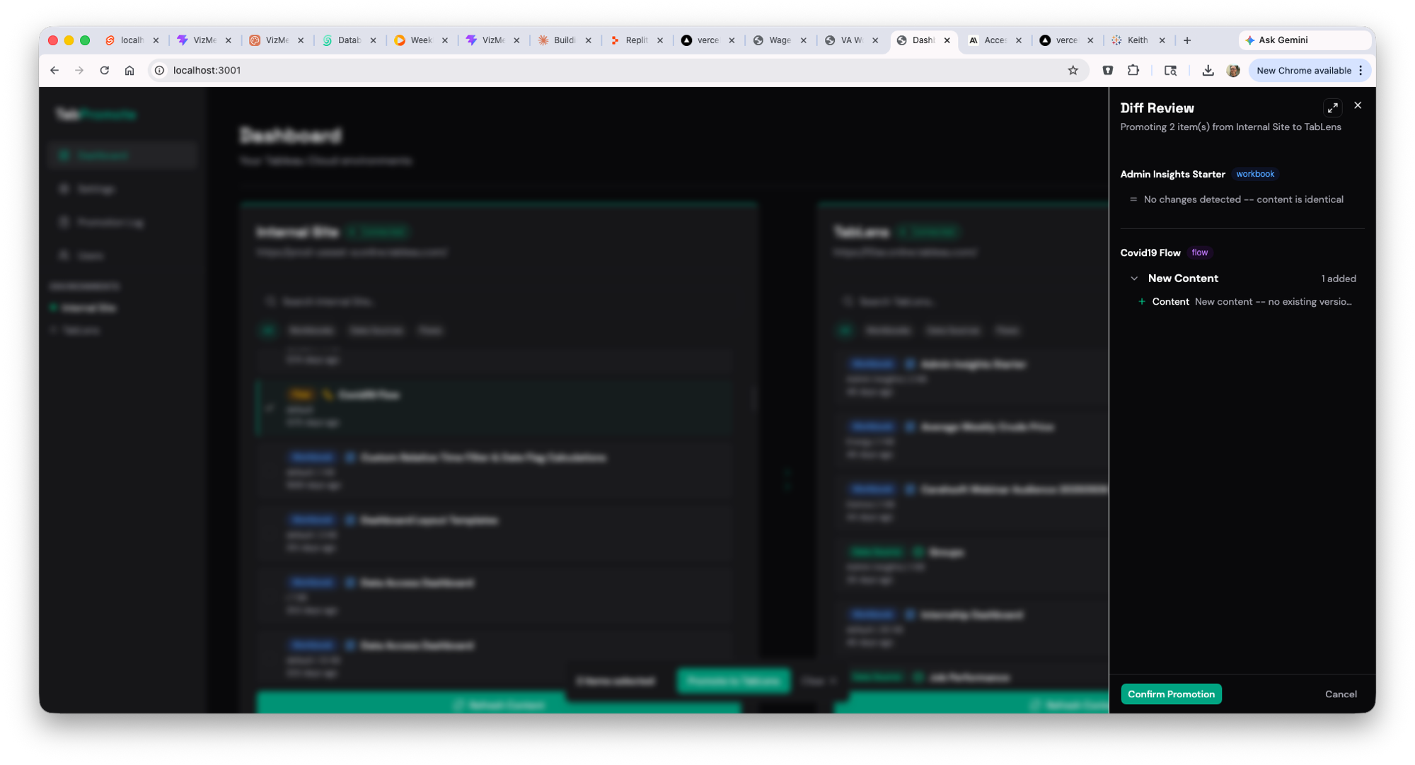 TabPromote, Content lifecycle management for Tableau Cloud: promote workbooks across Dev and Prod with semantic diffs and a one-click workflow